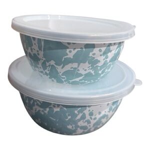 Golden Rabbit Enamel Ware Covered Bowls | Set of Two | NWT